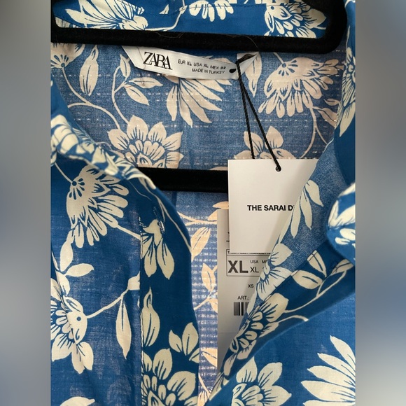 Zara Blue Floral Midi Dress - Picture 5 of 7